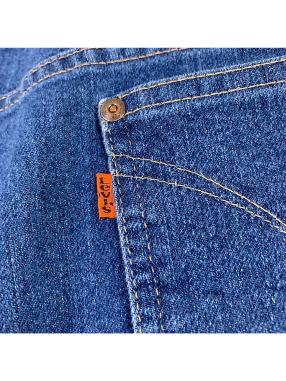 VTG 80s Levi’s Action Jeans 36x30 Orange Tab Blue Denim Straight Leg Western